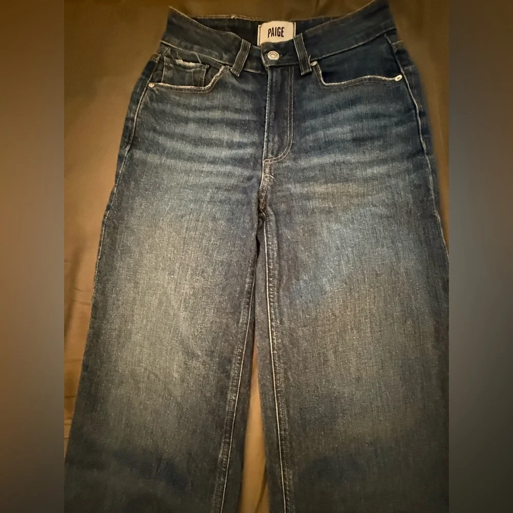 PAIGE Dark Blue High-Rise Wide Leg Jeans Sasha Glorious - Picture 4 of 10